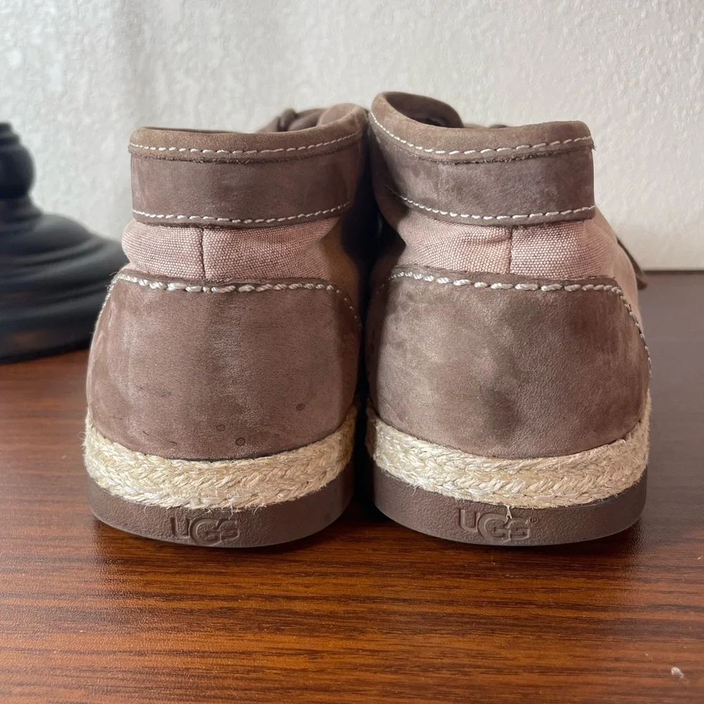 Mens Ugg Australia Cantrell size 9 Brown Suede Canvas Vibram Chukka‎ Boots